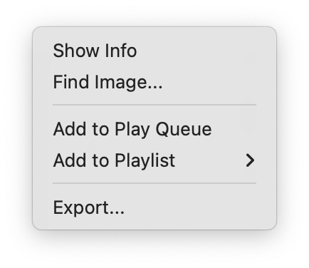 The context menu for the main view header