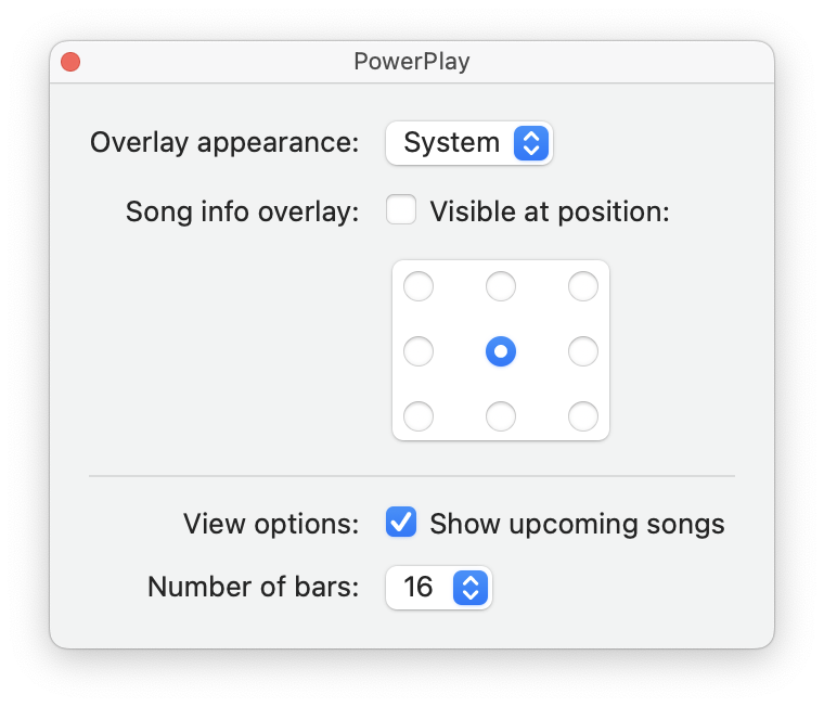 PowerPlay visualizer options