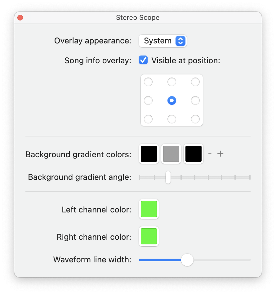 Stereo Scope visualizer options